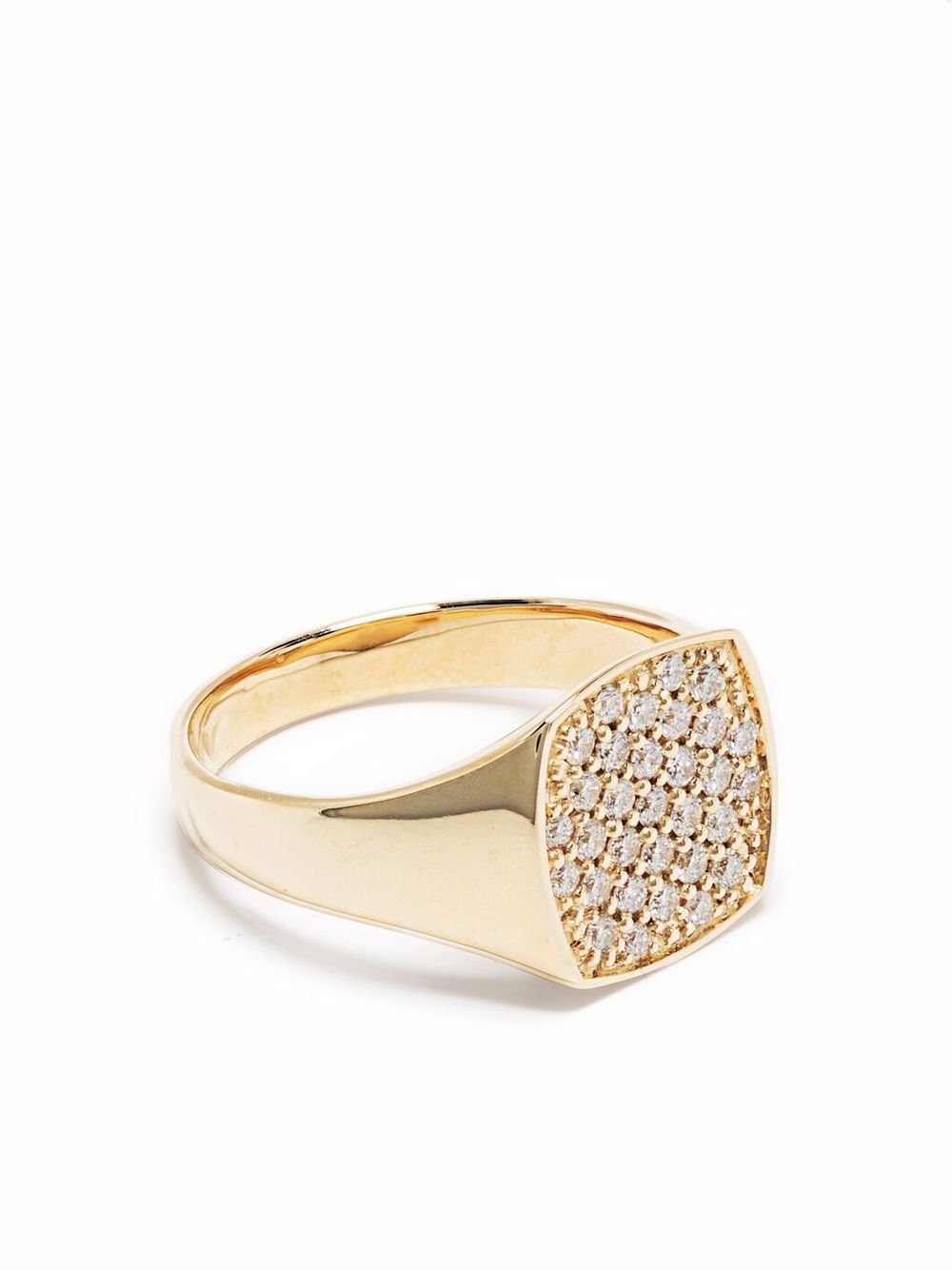 Tom Wood 9kt yellow gold mini cushion diamond ring