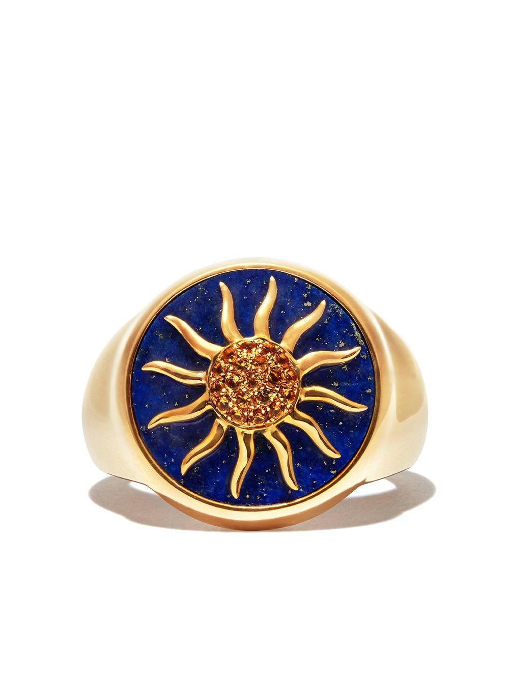 Yvonne Léon 9kt yellow gold Chevaliere Soliel lapis lazuli and citrine signet ring