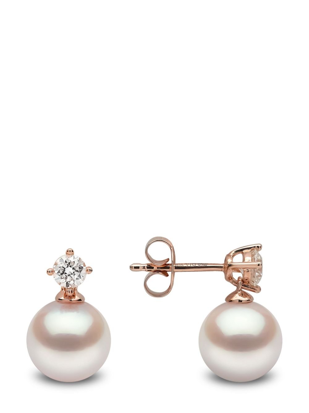 Yoko London 18kt rose gold Akoya pearl and diamond earrings