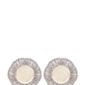 Fantasia by Deserio PEARL AND BAGUETTE BUTTON EARRINGS