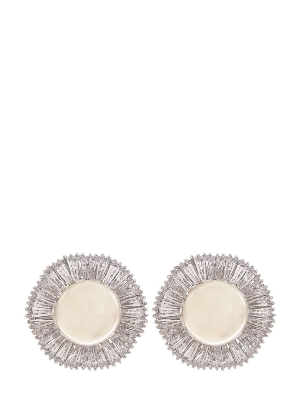 Fantasia by Deserio PEARL AND BAGUETTE BUTTON EARRINGS