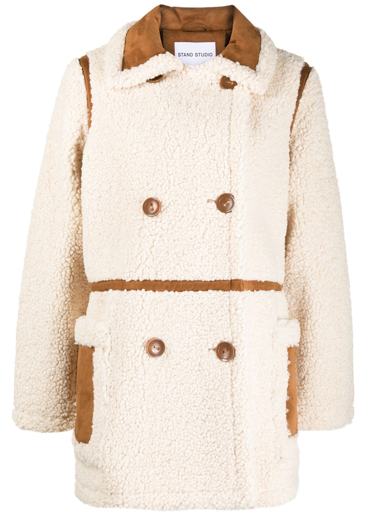 STAND STUDIO double-breasted faux-shearling coat